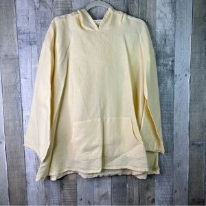 Bryn Walker Size Small (Oversized) 100% Linen Yellow Hoodie Shirt With Pockets